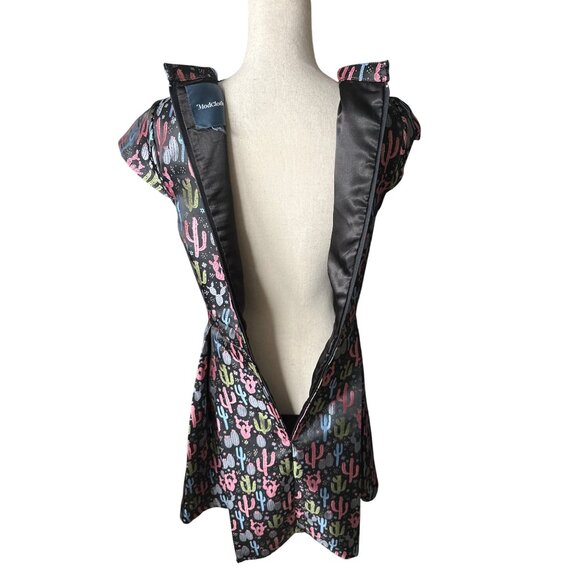 Modcloth Jacquard Cactus Print Fit & Flare Dress Black/Multi-Color Size 20 - Picture 5 of 7